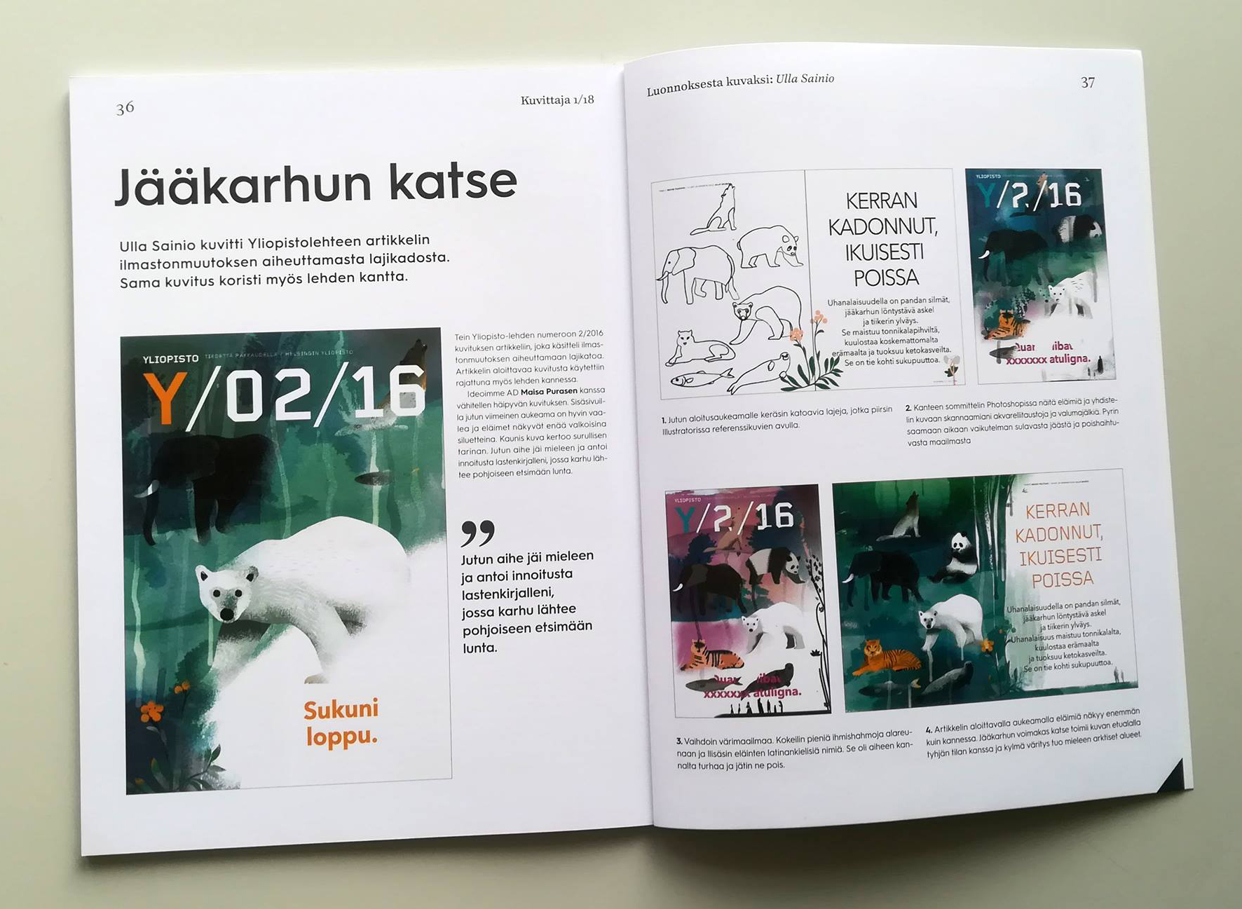 Extinction illustration in Kuvittajat magazine