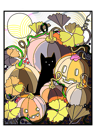 October kitten postcard